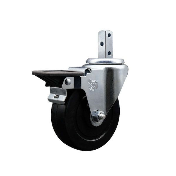 4'' Soft Rubber Wheel Swivel 7/8'' Square Stem Caster with Brake